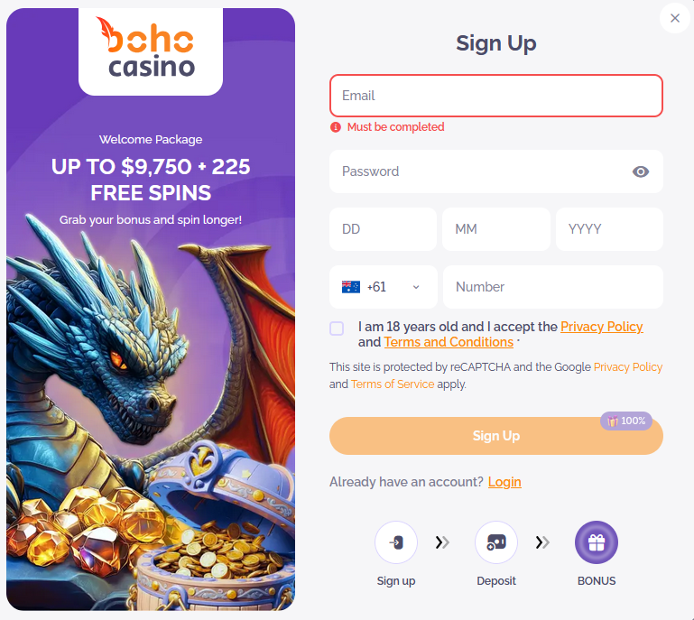 Boho casino sign up